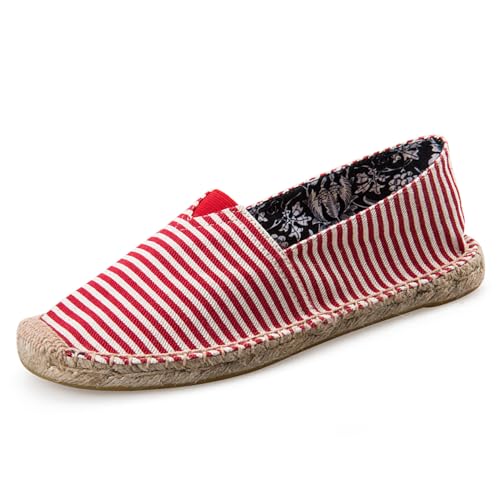 FANSU Espadrilles für Damen, Sommer Geflochten Leinen Espadrilles Damen Casual Slip-on Canvas Schuhe, Atmungsaktiv & Bequem von FANSU