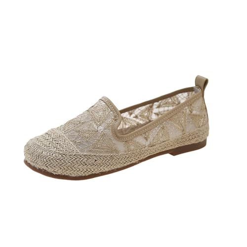 FANSU Espadrilles für Damen, Sommer Geflochten Leinen Mesh-Oberfläche Espadrilles Damen Casual Slip-on Canvas Schuhe, Atmungsaktiv & Bequem von FANSU