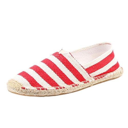 FANSU Espadrilles für Damen, Sommer Geflochten Leinen Streifen Espadrilles Damen Casual Slip-on Canvas Schuhe, Atmungsaktiv & Bequem von FANSU