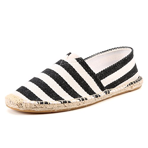 FANSU Espadrilles für Damen, Sommer Geflochten Leinen Streifen Espadrilles Damen Casual Slip-on Canvas Schuhe, Atmungsaktiv & Bequem von FANSU