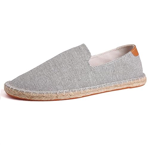 FANSU Espadrilles für Herren, Einfarbig Sommer Geflochten Leinen Espadrilles Damen Casual Slip-on Canvas Schuhe, Atmungsaktiv & Bequem von FANSU