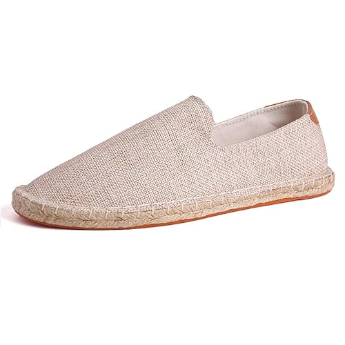 FANSU Espadrilles für Herren, Einfarbig Sommer Geflochten Leinen Espadrilles Damen Casual Slip-on Canvas Schuhe, Atmungsaktiv & Bequem von FANSU