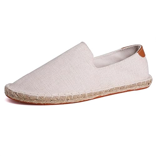 FANSU Espadrilles für Herren, Einfarbig Sommer Geflochten Leinen Espadrilles Damen Casual Slip-on Canvas Schuhe, Atmungsaktiv & Bequem von FANSU
