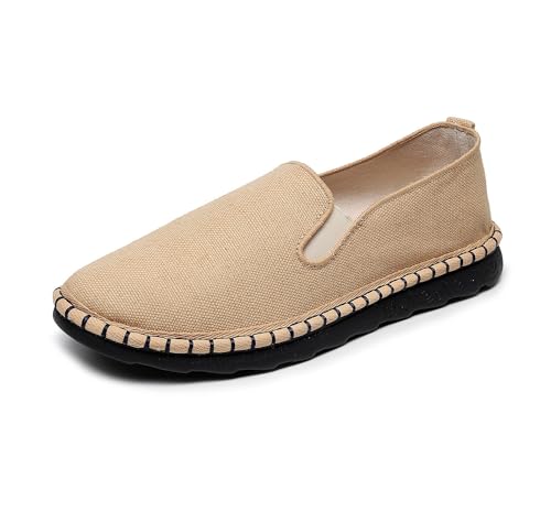 FANSU Espadrilles für Herren, Sommer Geflochten Leinen Espadrilles Damen Casual Slip-on Canvas Schuhe, Atmungsaktiv & Bequem von FANSU