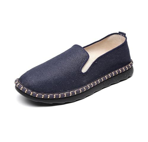 FANSU Espadrilles für Herren, Sommer Geflochten Leinen Espadrilles Damen Casual Slip-on Canvas Schuhe, Atmungsaktiv & Bequem von FANSU