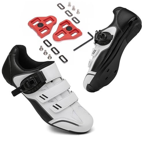 FANSU Fahrradschuhe Herren Damen, Rennradschuhe Fahrradschuhe Rennrad für Drinnen und Draußen, Schuhe Radschuhe mit Haken und Schlaufe (Weiß-XT,42) von FANSU