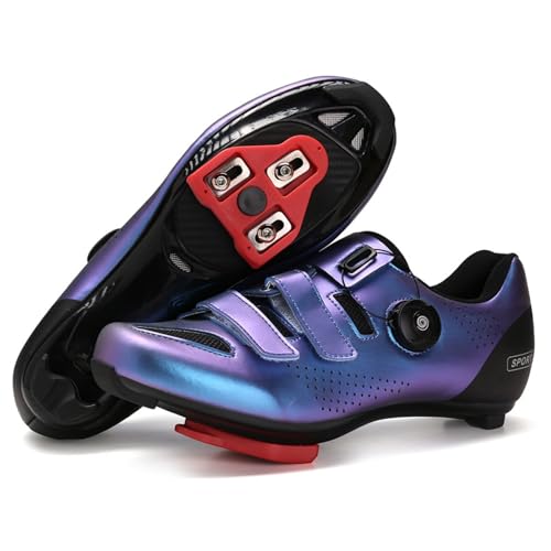 FANSU Fahrradschuhe Herren Damen, Rennradschuhe Fahrradschuhe Rennrad für Drinnen und Draußen, Schuhe Radschuhe mit Haken und Schlaufe & Drehbare Schnürsenkel (Blau,45) von FANSU