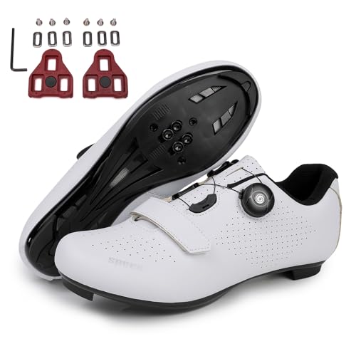 FANSU Fahrradschuhe für Herren und Damen, Weiß Rennradschuhe mit Delta-Cleats, Kompatibel mit Look SPD-SL Delta Lock Pedal Reitschuhe Kompatibel mit Peloton Schuhen von FANSU