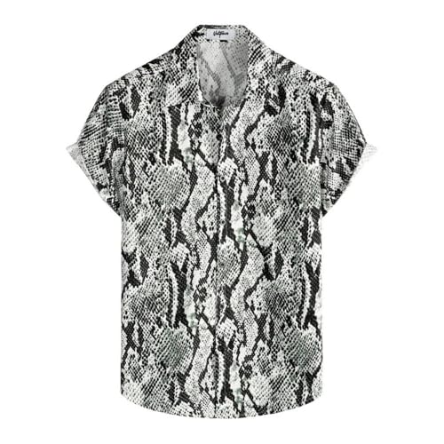 FANSU Hawaii Hemd Männer Herren Kurzarm, Große S-4XL Regular Fit Sommer Strandhemd Herren Hawaiihemd, Funky Blumen Hemd Knopfleiste Freizeithemden (Schlangenmuster,L) von FANSU