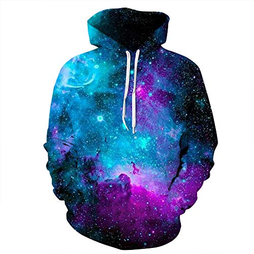 FANSU Herren Damen Kapuzenpullover 3D Hoodie,Unisex Freizeit Mode Sternenhimmel Galaxy Druck Sweatshirt Pullover Langarm Paare Hoodies mit Tasche (L/XL,Gypsophila) von FANSU