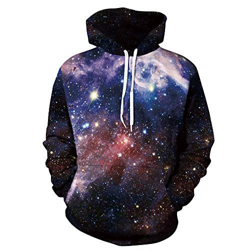 FANSU Herren Damen Kapuzenpullover 3D Hoodie,Unisex Freizeit Mode Sternenhimmel Galaxy Druck Sweatshirt Pullover Langarm Paare Hoodies mit Tasche (L/XL,Universum) von FANSU