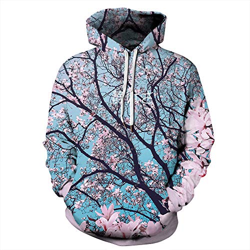 FANSU Herren Damen Kapuzenpullover 3D Lose Hoodie Beliebt Drucken Unisex Pullover Sweatshirt Herbst und Winter Langarm Paare Hoodies mit Tasche (Kirschblüten,L) von FANSU