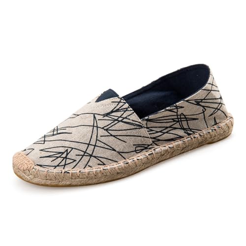FANSU Herren Espadrilles für Damen Einfach, Sommer Geflochten Leinen Espadrilles Damen Casual Atmungsaktiv & Bequem Slip-on Canvas Schuhe von FANSU