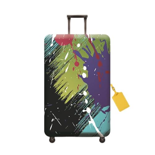 FANSU Kunst Pigment Graffiti-Druck Elastisch Kofferhülle Kofferschutzhülle für Reisekoffer, Waschbar Verdicken Reisekoffer Schutzhülle Gepäck Cover mit Reißverschluss (L(25-28"),Lila) von FANSU