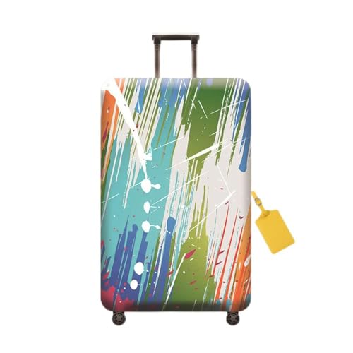 FANSU Kunst Pigment Graffiti-Druck Elastisch Kofferhülle Kofferschutzhülle für Reisekoffer, Waschbar Verdicken Reisekoffer Schutzhülle Gepäck Cover mit Reißverschluss (S(18-21"),Blau) von FANSU