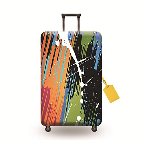 FANSU Kunst Pigment Graffiti-Druck Elastisch Kofferhülle Kofferschutzhülle für Reisekoffer, Waschbar Verdicken Reisekoffer Schutzhülle Gepäck Cover mit Reißverschluss (S(18-21"),Grün) von FANSU