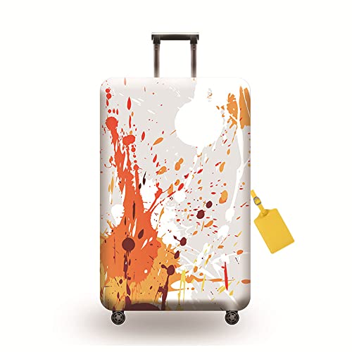 FANSU Kunst Pigment Graffiti-Druck Elastisch Kofferhülle Kofferschutzhülle für Reisekoffer, Waschbar Verdicken Reisekoffer Schutzhülle Gepäck Cover mit Reißverschluss (XL(29-32"),Orange) von FANSU