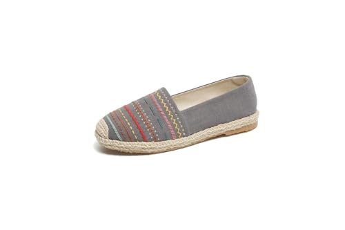 FANSU Mehrfarbig Espadrilles für Damen, Sommer Boho Chic Retro Geflochten Leinen Espadrilles Damen Casual Slip-on Canvas Schuhe, Atmungsaktiv & Bequem von FANSU