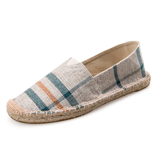 FANSU Mode Espadrilles für Damen, Sommer Geflochten Leinen Espadrilles Damen Casual Slip-on Canvas Schuhe, Atmungsaktiv & Bequem von FANSU