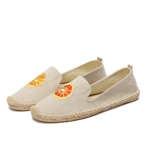 FANSU Obst Drucken Espadrilles für Damen, Einfarbig Paare Sommer Geflochten Leinen Espadrilles Damen Casual Atmungsaktiv & Bequem Resort-Stil Slip-on Canvas Schuhe von FANSU