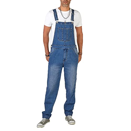 FANSU Overall Jumpsuit Herren Blau Denim Latzhose Overalls Jeans Pocket Suspender Pants Hose Wash Berufsbekleidung Classics Denim Gerade Overall Arbeitshose mit Knöpfen Taschen von FANSU