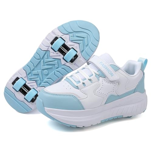 FANSU Schuhe mit Rollen für Jungen Mädchen, Sneaker für Jungen mit 4 Rollen Versenkbarer, Jugend Outdoor Turnschuhe 2-in-1 Roller Schuhe Turnschuhe Skateboardschuhe von FANSU