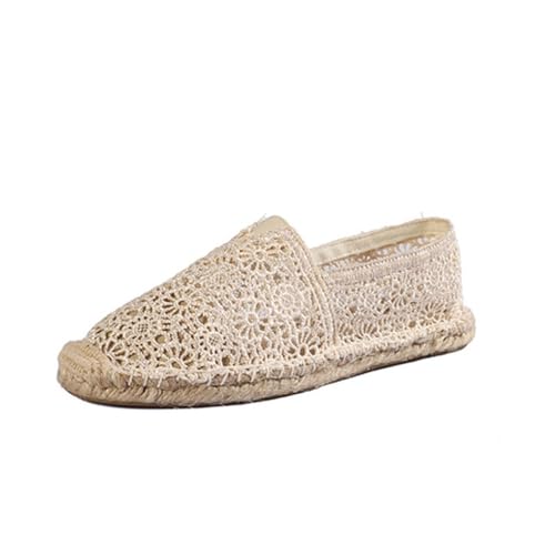 FANSU Spitze Espadrilles für Damen, Sommer Geflochten Leinen Espadrilles Damen Casual Slip-on Canvas Schuhe, Klassisch Bequem & Atmungsaktiv Espadrilles Flache von FANSU