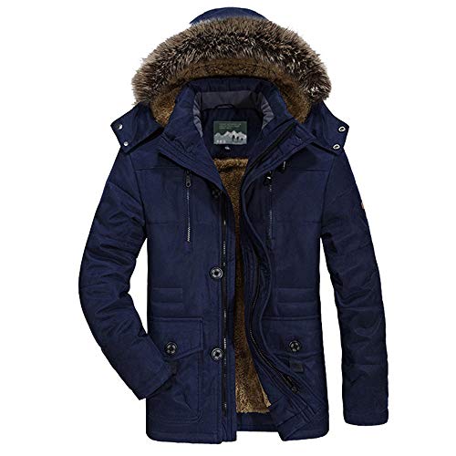 FANSU Steppjacke Herren mit Kapuze, Männer übergangsjacke Outdoor Leicht Casual Herbst Mantel Reißverschluss Winterjacke Winddicht Daunenjacke Gepolstert Freizeitjacke (Navy blau,6XL) von FANSU