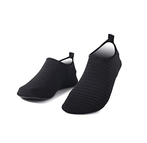 FANSU Strandschuh Schwimmschuhe Aquaschuhe,Unisex Schnell Trocknend rutschfeste Wasserdicht Wassersport Beach Pool Yoga Badeschuhe Wasserschuhe Barfußschuhe Surfschuhe (36-37,Schwarz) von FANSU