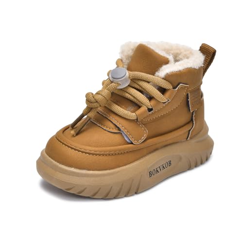 FANSU Warmer Plüsch Baby Schuhe für Junge Mädchen, Anti-Rutsch Krabbelschuhe Baby Weich Kinder Lauflernschuhe Babyschuhe Flach Baby Sneaker rutschfeste Schuhe Draußen 21-30 von FANSU