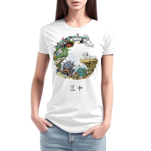 FANTA UNIVERSE FOR WIZARDS AND OTAKU Characters Damen T-Shirt - 100% Baumwolle, Weiß, Small von FANTA UNIVERSE FOR WIZARDS AND OTAKU