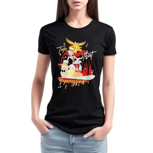 FANTA UNIVERSE FOR WIZARDS AND OTAKU Take That Depression - T-Shirt für Damen - 100% Baumwolle, Schwarz , Medium von FANTA UNIVERSE FOR WIZARDS AND OTAKU