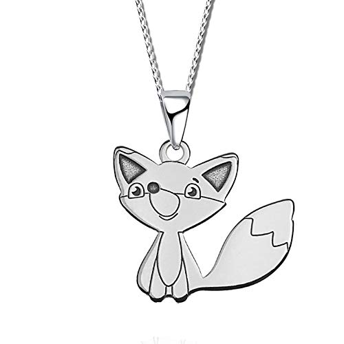 Kinder Kette mit Anhänger echt 925 Sterling Silber Mädchen Halskette Gravur Baby Fuchs Tiere A26Ko + 40cm von FANTASTIC NAILS COSMETIC COLLECTIONS