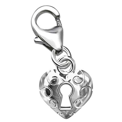 FANTASTIC NAILS COSMETIC COLLECTIONS Damen Herz Charm Anhänger für Armbänder echt 925 Sterling Silber Bettelarmband Geschenk Idee Schwester Freundin Mädchen Karabiner A57-C +V2 von FANTASTIC NAILS COSMETIC COLLECTIONS