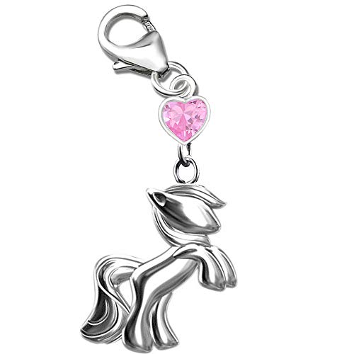 Damen Mädchen Charm echt 925 Sterling Silber mit Zirkonia Anhänger Pony Pferd Herz K554o von FANTASTIC NAILS COSMETIC COLLECTIONS