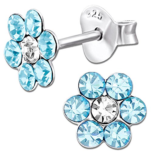 Damen Mädchen Ohrstecker 925 Sterling Silber mit Zirkonia Blumen kleine Kinder Ohrringe K94 von FANTASTIC NAILS COSMETIC COLLECTIONS