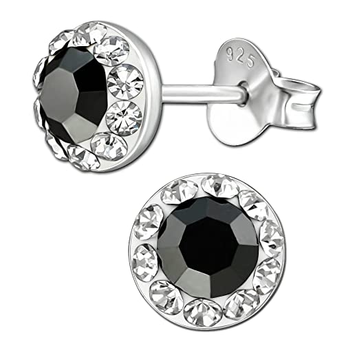 Damen runde Ohrstecker 925 Sterling Silber kleine schwarze Kristall Ohrringe (schwarz P61-o 6mm) von FANTASTIC NAILS COSMETIC COLLECTIONS
