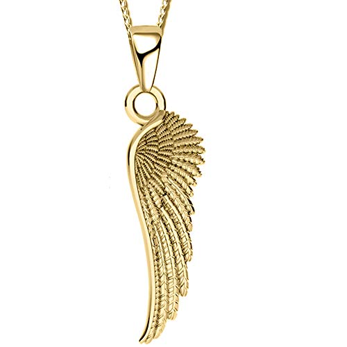FANTASTIC NAILS COSMETIC COLLECTIONS Damen Engels-Flügel Halskette mit Anhänger echt 925 Sterling Silber Geschenk Idee Frauen A120 Gold + Organzabeutel 50cm von FANTASTIC NAILS COSMETIC COLLECTIONS
