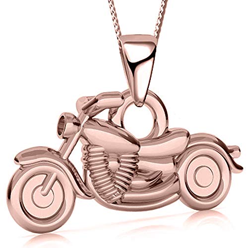 FANTASTIC NAILS COSMETIC COLLECTIONS Damen Halskette mit Motorrad Anhänger echt 925 Sterling Silber Mopped Männer Frauen Jungen Kinder Mädchen Geschenk Idee A115 Rosegold 42cm von FANTASTIC NAILS COSMETIC COLLECTIONS
