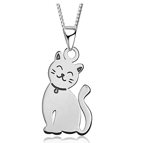 Kinder Hals-Kette mit Anhänger echt 925 Sterling Silber Mädchen Katze (Silber A152, 45) von FANTASTIC NAILS COSMETIC COLLECTIONS