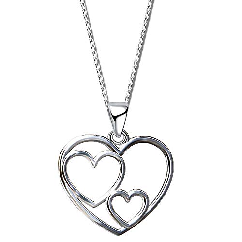 FANTASTIC NAILS COSMETIC COLLECTIONS Mädchen Damen Halskette 925 Sterling Silber Herz Kette mit Anhänger K494o 40cm von FANTASTIC NAILS COSMETIC COLLECTIONS