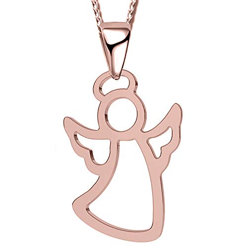 FANTASTIC NAILS COSMETIC COLLECTIONS Mädchen Rosegold Schutz-Engel Halskette mit Anhänger echt 925 Sterling Silber Geschenk Idee Kinder Damen Frauen A110 + Organzabeutel 40cm von FANTASTIC NAILS COSMETIC COLLECTIONS