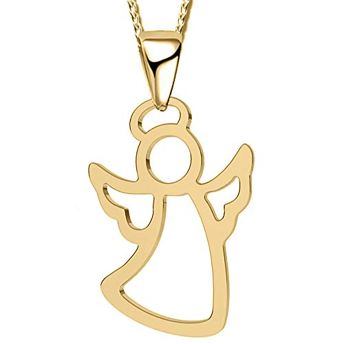 FANTASTIC NAILS COSMETIC COLLECTIONS Mädchen Schutz-Engel Halskette mit Anhänger echt 925 Sterling Silber goldene Geschenk Idee Kinder Frauen A109 Gold + Organzabeutel, 42cm von FANTASTIC NAILS COSMETIC COLLECTIONS