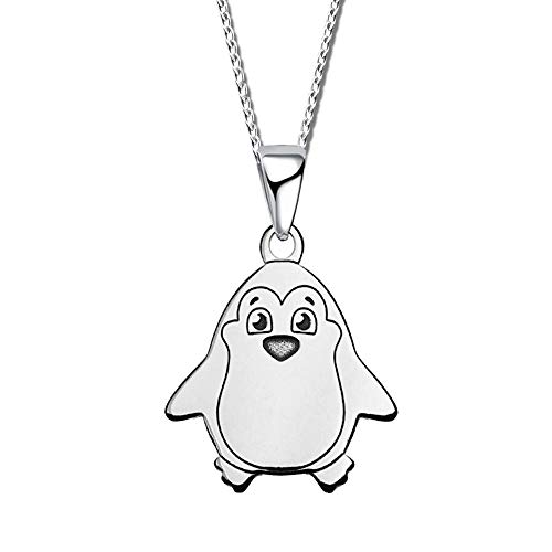 Kinder Kette mit Anhänger echt 925 Sterling Silber Mädchen Halskette Gravur Baby Pinguin A23Ko + 40cm von FANTASTIC NAILS COSMETIC COLLECTIONS