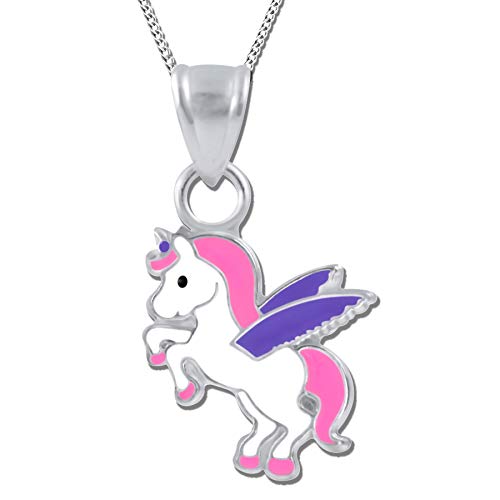 FANTASTIC NAILS COSMETIC COLLECTIONS Kinder-Kette mit Anhänger echt 925 Sterling Silber Mädchen Halskette Pferde Einhorn K630o + 40cm von FANTASTIC NAILS COSMETIC COLLECTIONS