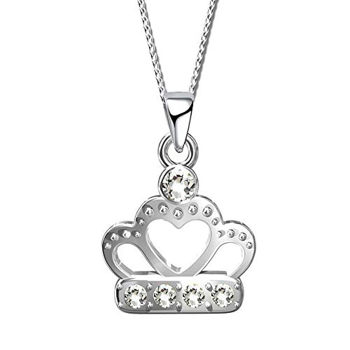 Kinder Kette mit Anhänger echt 925 Sterling Silber mit Zirkonia Damen Mädchen Frauen Halskette Prinzessin Krone mit SWAROVSKI® Stein A36Ko + 40cm von FANTASTIC NAILS COSMETIC COLLECTIONS