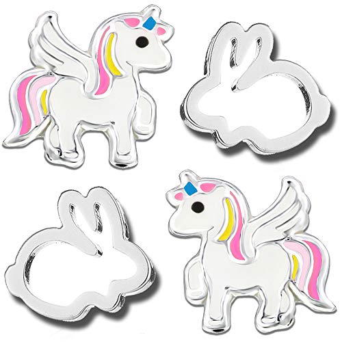 Kinder Mädchen Ohrringe echt 925 Sterling Silber Edelstahl kleine Ohrstecker Einhorn Pferd Hase Echtschmuck (K315+K980 o.D.) von FANTASTIC NAILS COSMETIC COLLECTIONS