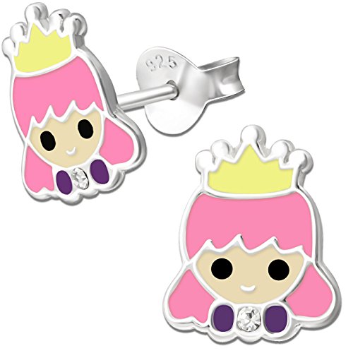 Kinder Mädchen Ohrstecker 925 Sterling Silber mit Zirkonia Ohrringe Prinzessin Krone K302 von FANTASTIC NAILS COSMETIC COLLECTIONS