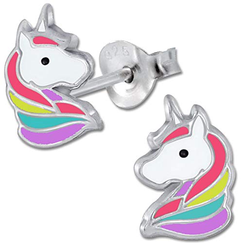 Kinder Ohrringe echt 925 Sterling Silber Mädchen Ohrstecker Einhorn Pferde K697 Multi von FANTASTIC NAILS COSMETIC COLLECTIONS