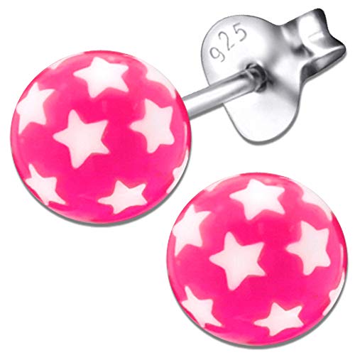 Kinder Ohrringe echt 925 Sterling Silber Mädchen Ohrstecker Sterne Perlen pink Nr.637 von FANTASTIC NAILS COSMETIC COLLECTIONS